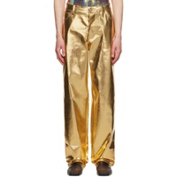 테오필리오 Theophilio SSENSE Exclusive Gold Metallic Coated Jeans 242942M186002
