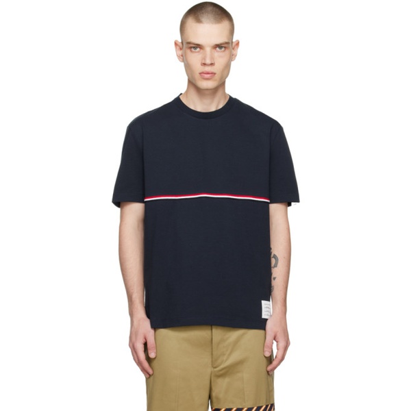 톰브라운 톰브라운 Thom Browne Navy Stripe T-Shirt 231381M213024