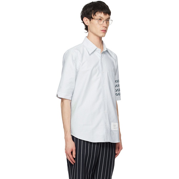 톰브라운 톰브라운 Thom Browne Blue & White Stripe 4-Bar Shirt 241381M192001