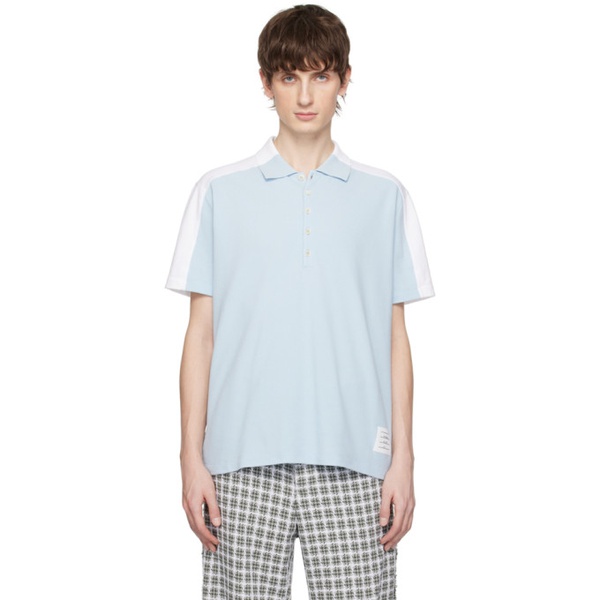 톰브라운 톰브라운 Thom Browne Blue & White Trompe Loeil Polo 241381M212030