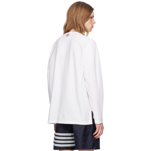 톰브라운 톰브라운 Thom Browne White Striped Long Sleeve T-Shirt 241381M213026