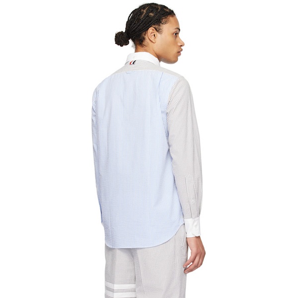 톰브라운 톰브라운 Thom Browne Blue & Gray Funmix Shirt 241381M192044