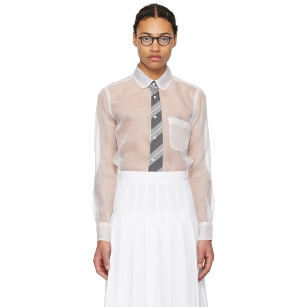 톰브라운 톰브라운 Thom Browne White Trompe-LOeil Tie Shirt 241381M192049