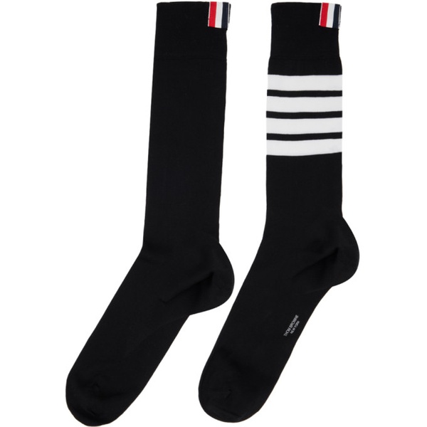 톰브라운 톰브라운 Thom Browne Black 4-Bar Stripe Socks 242381M220002