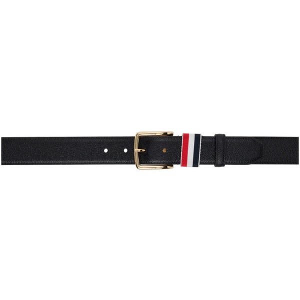 톰브라운 톰브라운 Thom Browne Black Calfskin Pebbled Leather Belt 242381M131000