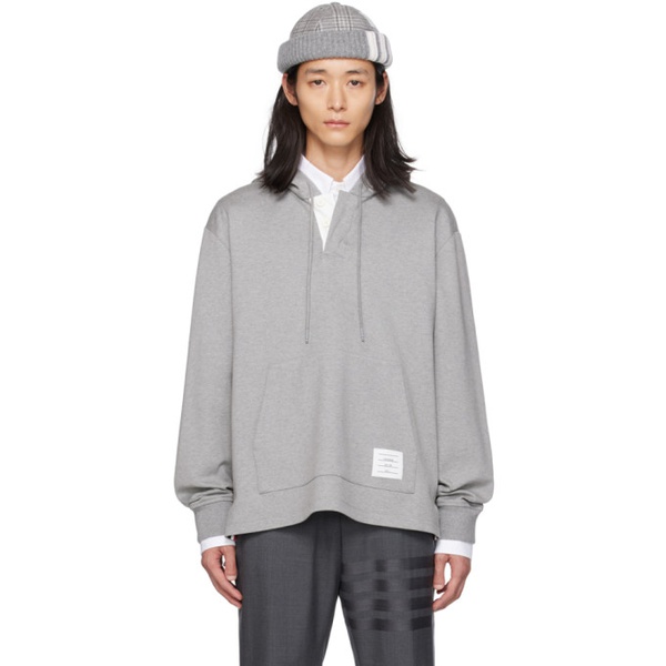 톰브라운 톰브라운 Thom Browne Gray Placket Hoodie 232381M202001