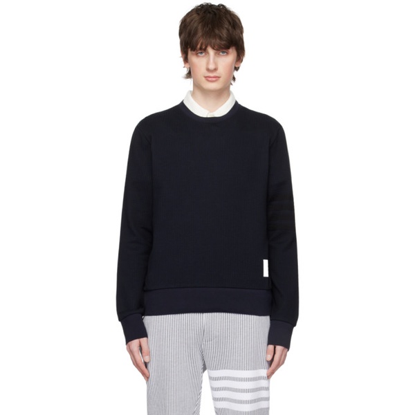 톰브라운 톰브라운 Thom Browne Navy 4-Bar Sweatshirt 231381M204010