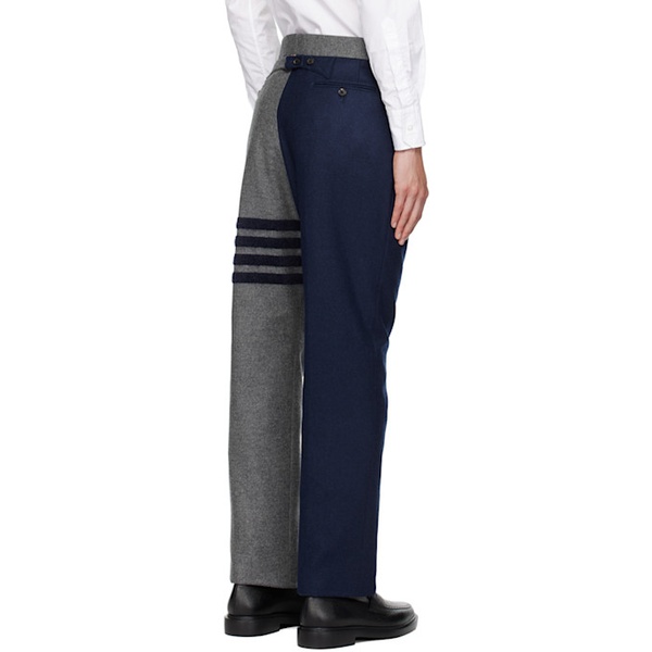 톰브라운 톰브라운 Thom Browne Gray & Navy 4-Bar Trousers 222381M191010