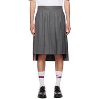 톰브라운 Thom Browne Gray Pleated Midi Skirt 242381M193007