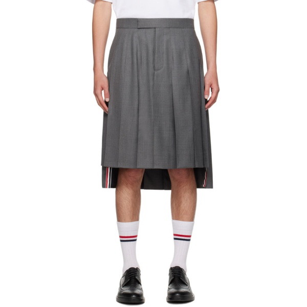 톰브라운 톰브라운 Thom Browne Gray Pleated Midi Skirt 242381M193007