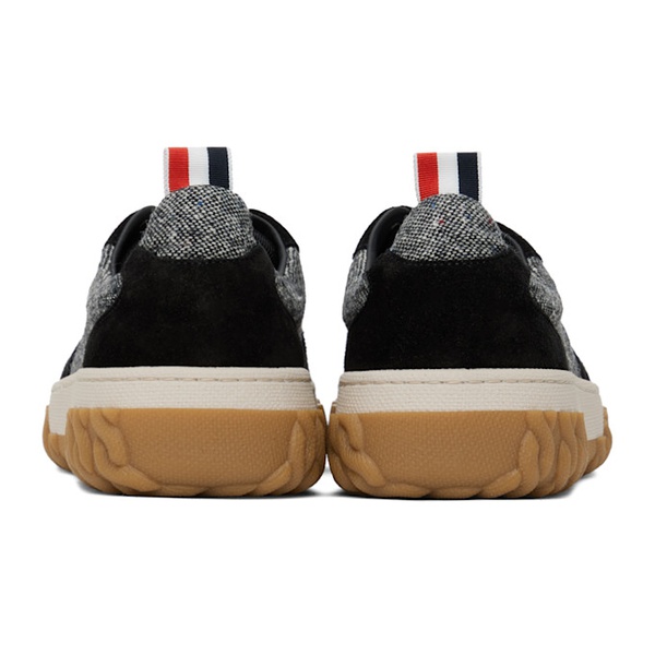 톰브라운 톰브라운 Thom Browne Black & White Donegal Tweed Letterman Sneakers 242381M237003