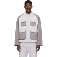 톰브라운 Thom Browne Gray & White Funmix Jacket 241381M180013