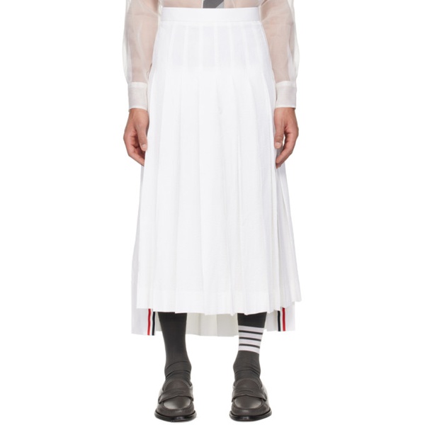 톰브라운 톰브라운 Thom Browne White Pleated Midi Skirt 241381M191022