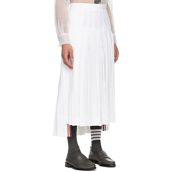톰브라운 톰브라운 Thom Browne White Pleated Midi Skirt 241381M191022