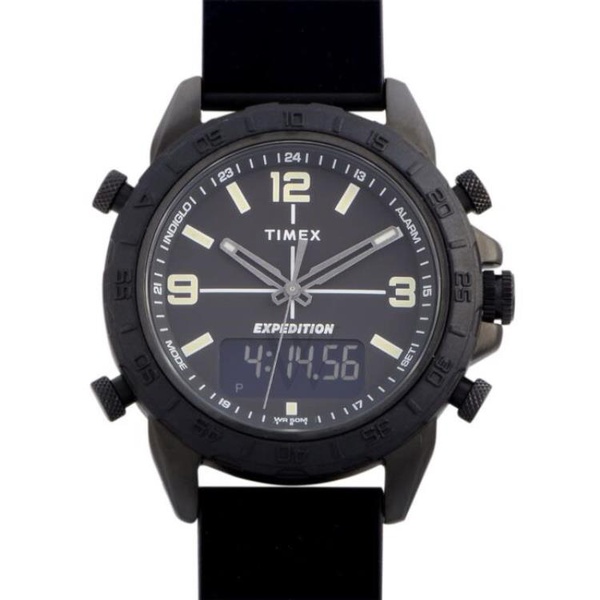 Timex MEN'S EXP에디트 EDITION Pioneer Chronograph Silicone Black Dial Watch TW4B17000