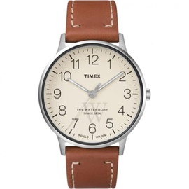 Timex MEN'S Waterbury Leather White Dial Watch TW2R25600