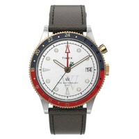 Timex MEN'S Waterbury Traditional GMT Leather Silver White Dial Watch TW2U99100