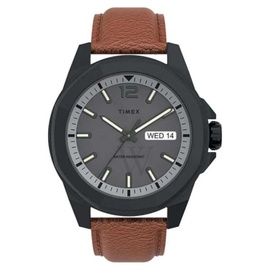 Timex MEN'S Essex Ave Leather Gray Dial Watch TW2U82200BR