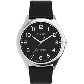 Timex MEN'S Easy Reader Main Line Leather Black Dial Watch TW2U22300