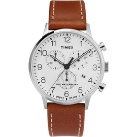 Timex MEN'S Chronograph Leather White Dial Watch TW2T28000
