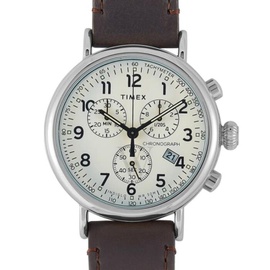 Timex MEN'S Standard Chronograph Leather Off White Dial Watch TW2T21000