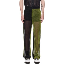 Tokyo James Black & Green Sparkly Trousers 231314M191032