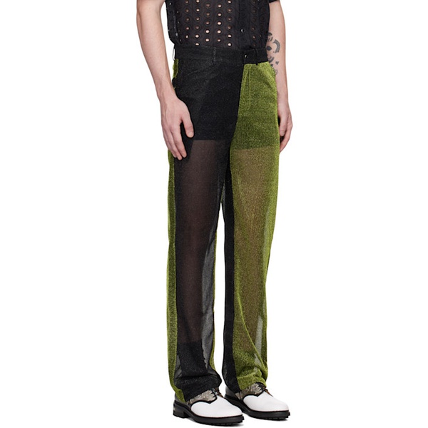  Tokyo James Black & Green Sparkly Trousers 231314M191032