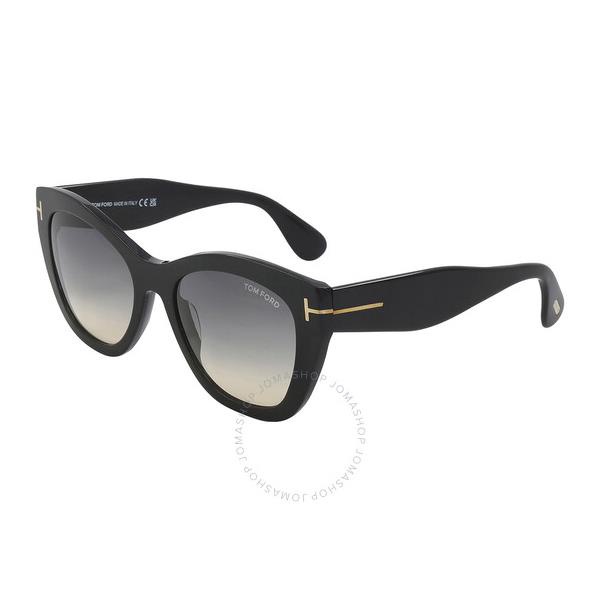 톰포드 톰포드 Tom Ford Cara Smoke Gradient Cat Eye Ladies Sunglasses FT0940 01B 56