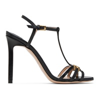 톰포드 TOM FORD Black Stamped Lizard Whitney Heeled Sandals 241076F125009