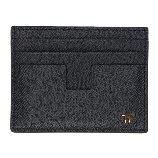 톰포드 톰포드 TOM FORD Black Small Grain Leather Card Holder 241076M163021