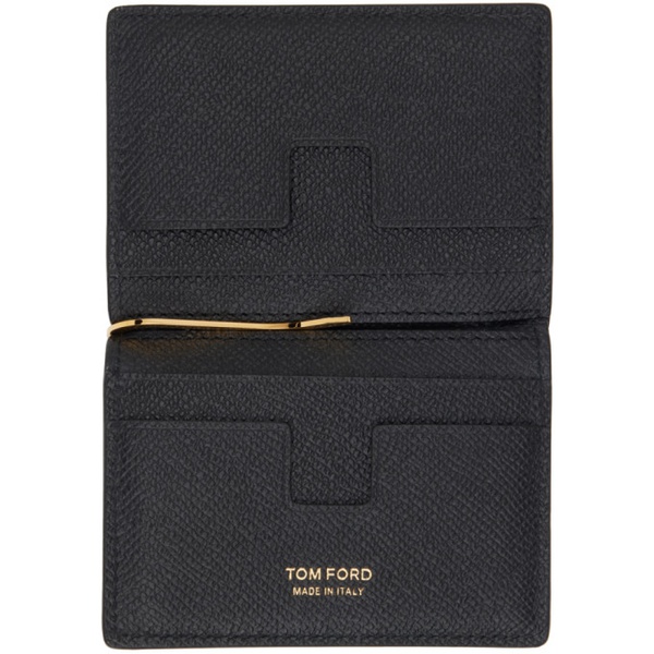 톰포드 톰포드 TOM FORD Black Folding Money Clip Card Holder 241076M163028