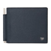 톰포드 TOM FORD Navy Small Grain Leather Money Clip Wallet 241076M164001