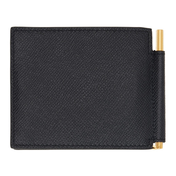 톰포드 톰포드 TOM FORD Black Small Grain Leather Money Clip Wallet 241076M164017