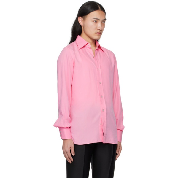 톰포드 톰포드 TOM FORD Pink Spread Collar Shirt 241076M192009