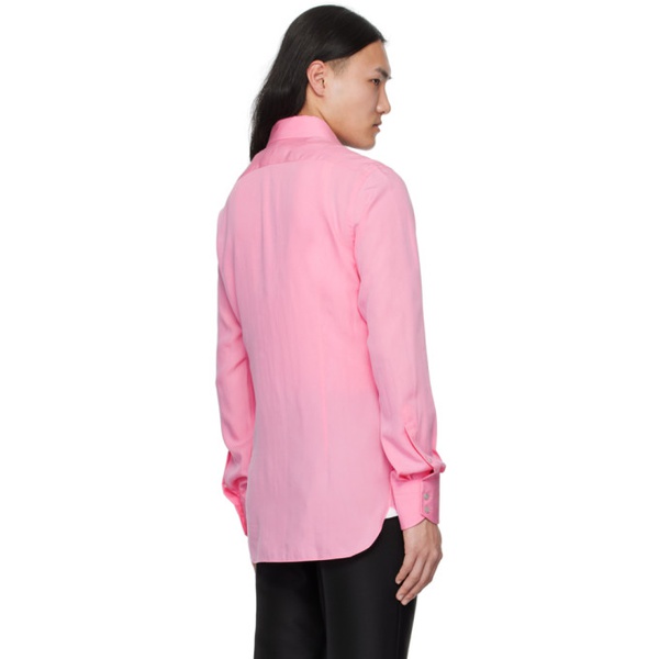 톰포드 톰포드 TOM FORD Pink Spread Collar Shirt 241076M192009