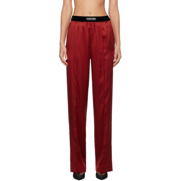 톰포드 톰포드 TOM FORD Red Elasticized Pyjama Pants 232076F086004
