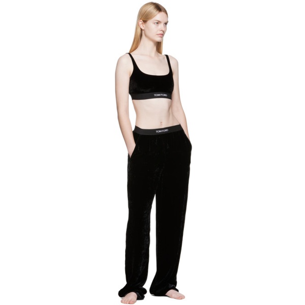 톰포드 톰포드 TOM FORD Black Lightweight Lounge Pants 222076F086006