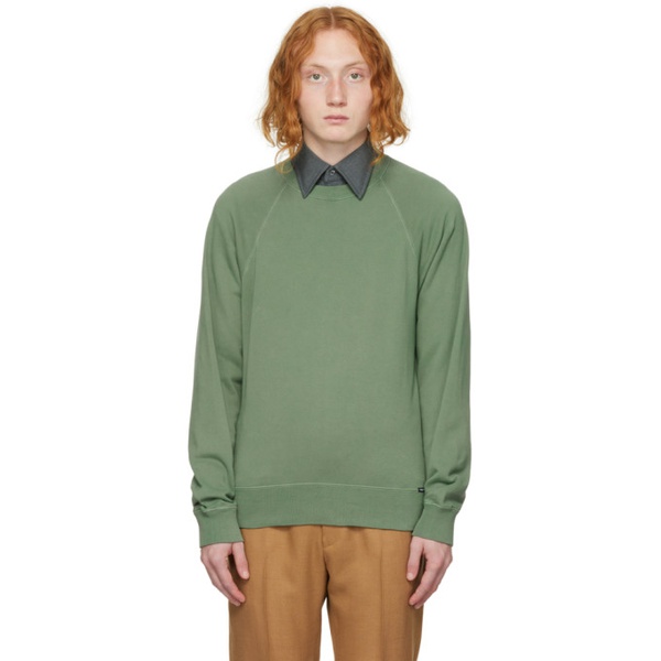 톰포드 톰포드 TOM FORD Green Garment-Dyed Sweatshirt 222076M204001