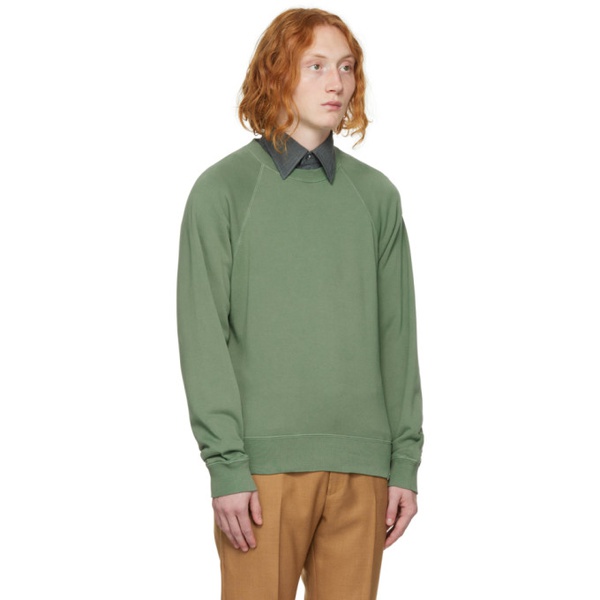 톰포드 톰포드 TOM FORD Green Garment-Dyed Sweatshirt 222076M204001