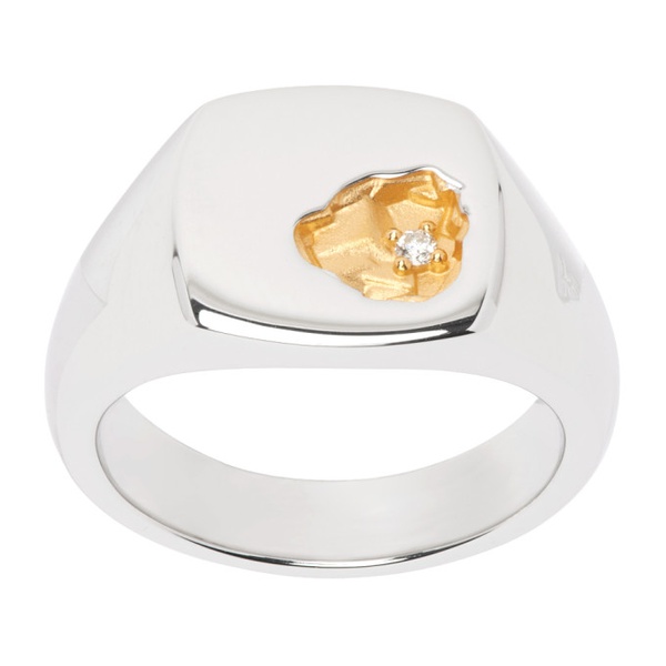  톰 우드 Tom Wood Silver & Gold Small Mined Diamond Ring 232762F024007
