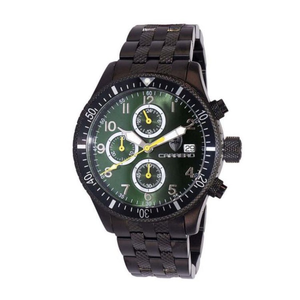  Torino Carrero MEN'S LaserGraph Chronograph Stainless Steel Green Dial Watch CB17733GNJ