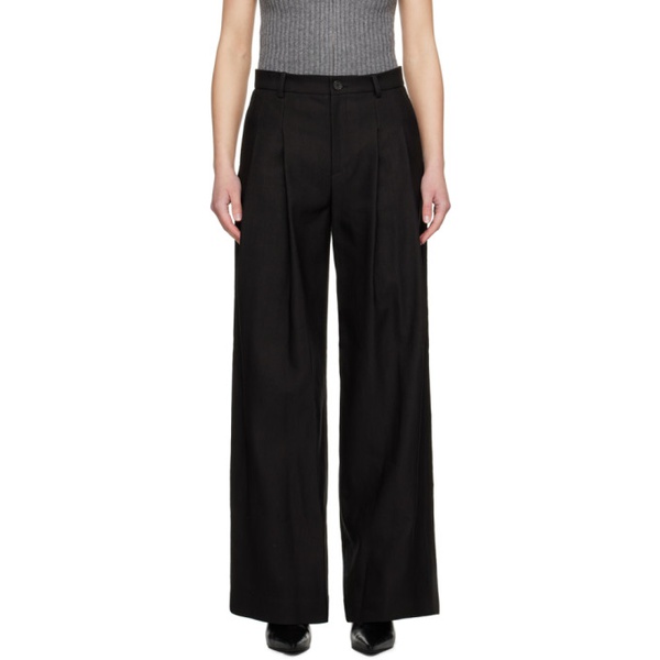  UMBER POSTPAST Black Pleated Trousers 241731F087016