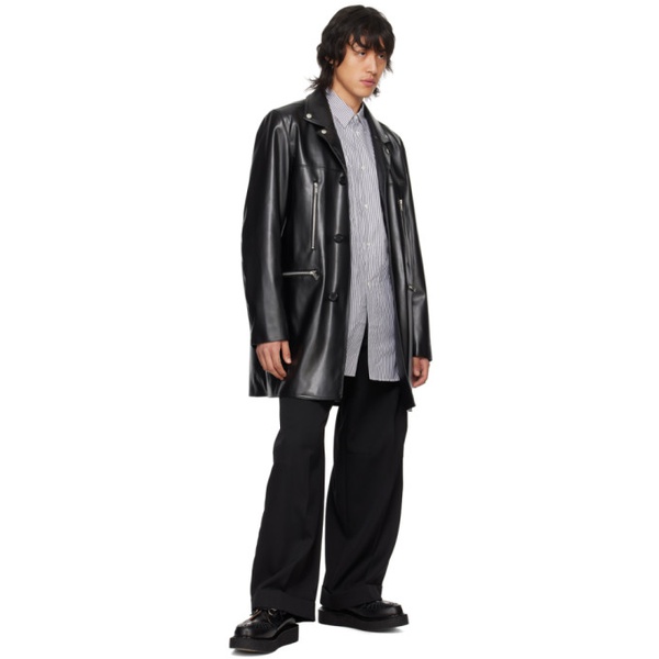  언더커버 UNDERCOVER Black Zip Pockets Faux-Leather Coat 241414M176001