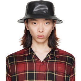 언더커버 UNDERCOVER Black Faux-Leather Bucket Hat 241414M140001