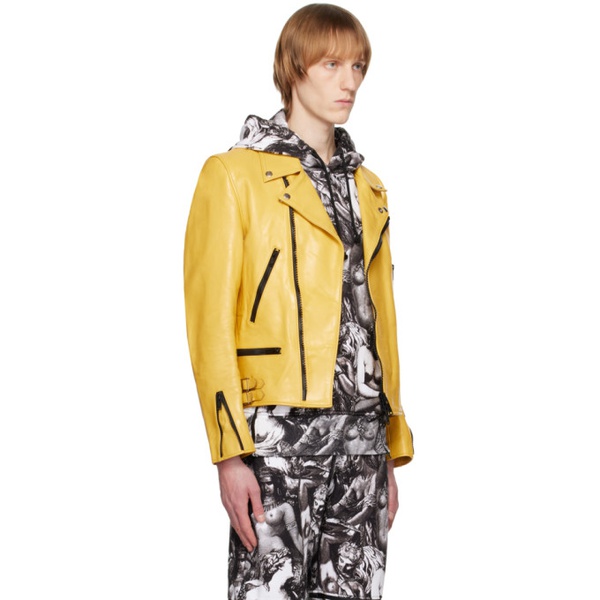  언더커버 UNDERCOVER Yellow Zip-Up Leather Jacket 231414M181000