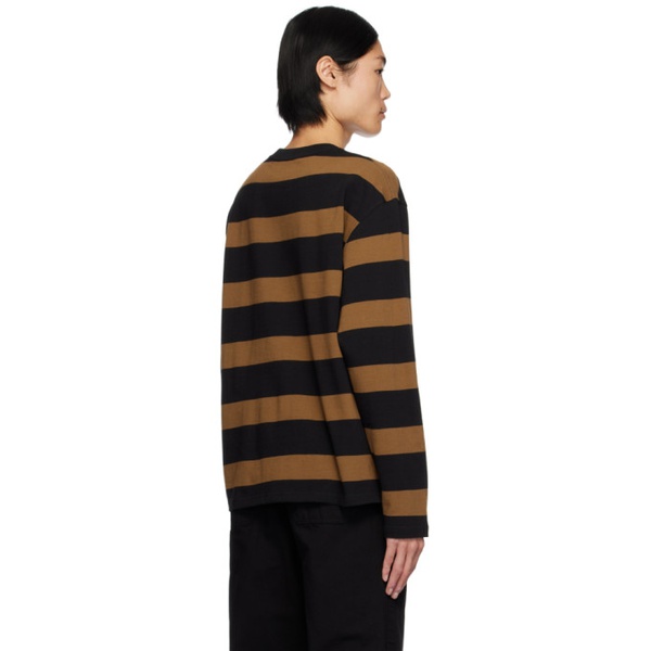  Uniform Bridge Brown & Black Naval Stripe Long Sleeve T-Shirt 241155M213001