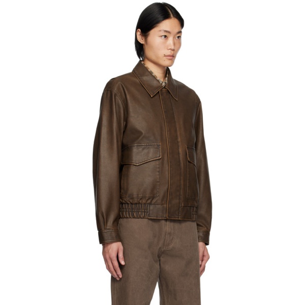  Uniform Bridge Brown A-2 Faux-Leather Jacket 241155M180000