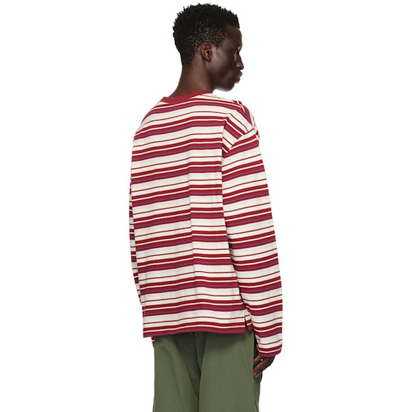  Uniform Bridge Red & 오프화이트 Off-White Striped Long Sleeve T-Shirt 242155M213000