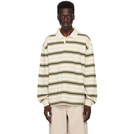 Uniform Bridge 오프화이트 Off-White & Green Striped Polo 242155M212001