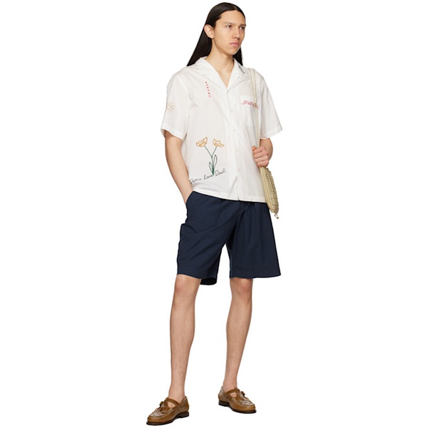  Universal Works Navy Pleated Shorts 231674M193002